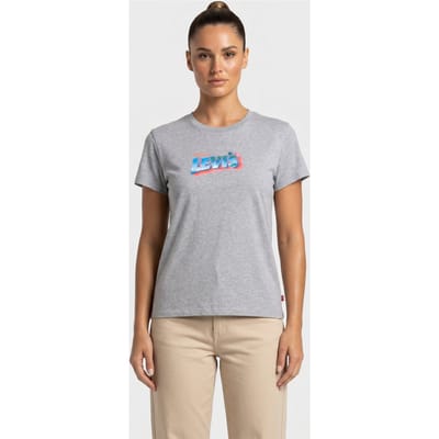 Levi's The Perfect Tee Blue Skies Postcard Maat: L | Tops Outlet | Dames | Grijs