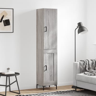 vidaXL - Hoge - kast - 34,5x34x180 - cm - bewerkt - hout - grijs - sonoma - eikenkleurig