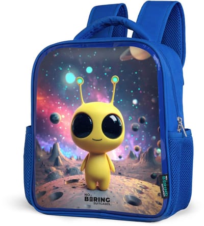 NoBoringSuitcases.com® - Rugzak blauw - Schooltas jongens - Vrolijk buitenaards wezentje - Kinder rugtas jongen - Boekentas kind - Kinderrugzak voor school - Schoolrugzak