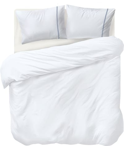 Auping Navy lines satin Dekbedovertrek - Tweepersoons 200 x 220 cm - Katoensatijn - Wit