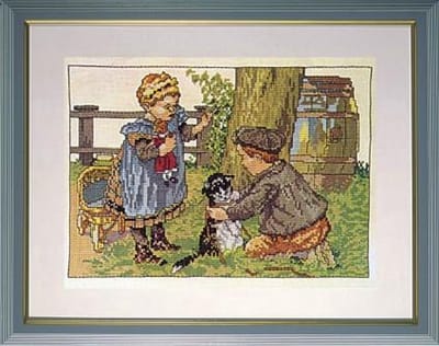 borduurpakket 19003 cornelis jetses, ot en sien, wat denkt poes?