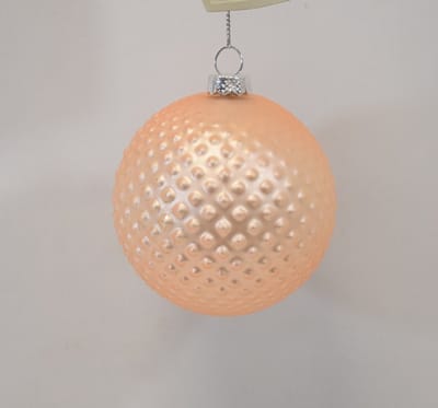 ZoeZo Design - 6 stuks - kerstbal - glas - reliëf - zalm - licht oranje - boomhanger - Ø 8 cm