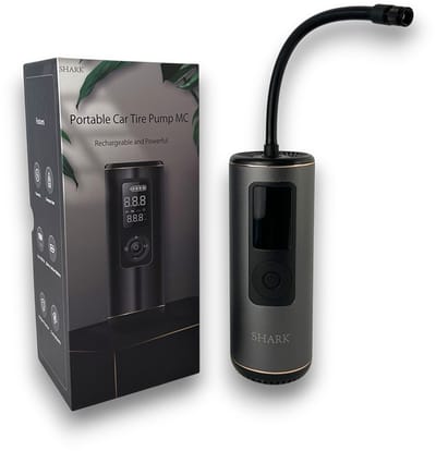SHARK Portable Car Tire Pump MC | Elektrische bandenpomp oplaadbaar | Portable pomp | Luchtcompressor | Pech onderweg | Reispomp | Autopomp | Fietspomp | Autoband | Band | Banden | Auto | Fiets | Motor | Caravan | Camper | Scooter | Fatbike | Bar/Psi