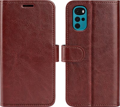 MobyDefend Hoesje - Geschikt voor Motorola Moto G22 - Wallet Book Case (Sluiting Achterkant) - Bruin