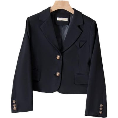 Casual Klein Pak Dames Twee Knoppen Herfst Nieuw Pak Jasje Zwart Slank Makend Wit Lichte Kleur 2XL black