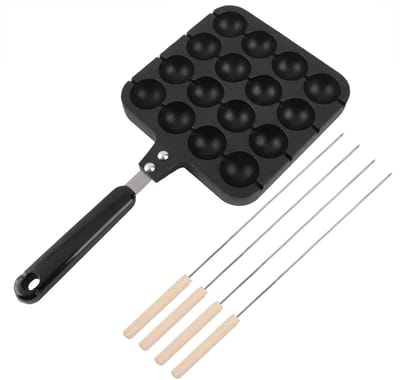 Takoyaki Grillpan - Bakvorm Ballen - Thuis Koken - Antiaanbaklaag - 16 x 33 cm - Zwart