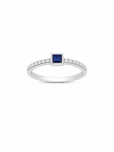 ring met blauwe zirkonia steen vierkant