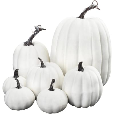 7/8 Stuks Herfst Oogst Kunstmatige Pompoenen Grote Nep Simulatie Pompoen Thanksgiving Realistische Herfst Herfst Decoraties voor Huis white