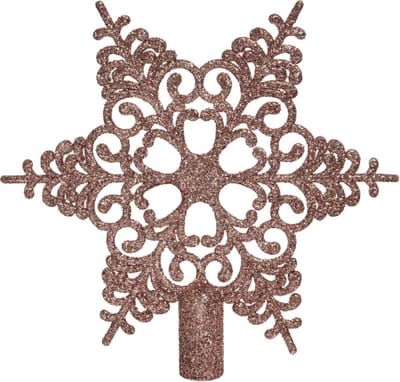 Kunststof ster piek/kerstboom topper met glitters lichtroze (blush pink)19 cm - Kerstversiering/kerstboomversiering