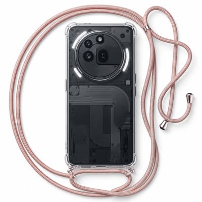Geschikt voor Nothing Phone 3a Pro Hoesje met Koord - Transparant - Verstelbaar Nekkoord - Schokbestendig - Rosegoud