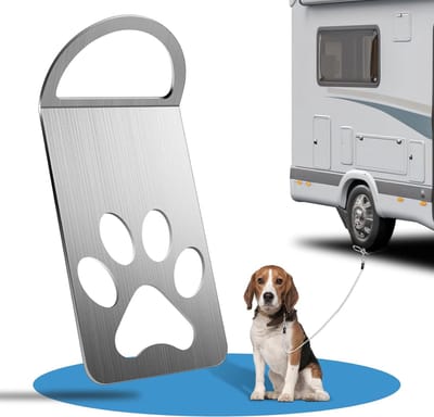 Roestvrij stalen ankerblok voor honden - 0,5 cm dik - camping accessoire met grote haak en rubber buffer