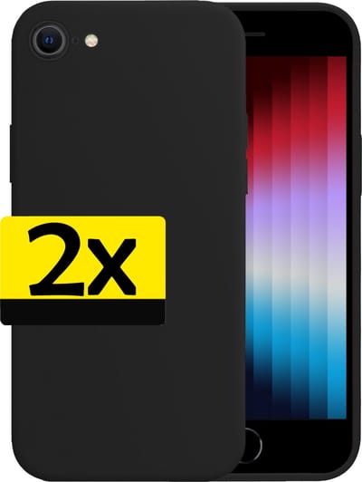Hoesje - 2 Stuks - Geschikt voor Apple iPhone SE (2022) - Sterk & Shockproof - Case Siliconen - Back Cover - Telefoon Hoes - Telefoonhoesjes - Zwart