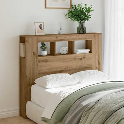 vidaXL - Hoofdeinde - met - LED - 120x18,5x103,5 - cm - hout - artisanaal - eikenkleur