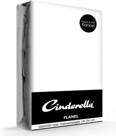 Cinderella Hoeslaken - 2 Persoons - Flanel - 160x200/210 cm - tot 30 cm matrashoogte - Wit