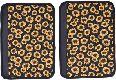 Veiligheidsgordel Hoezen - Gordel Kussens - Comfortabel Rijden - Zonnebloem Patroon - Universeel 2 Stuks - Zwart