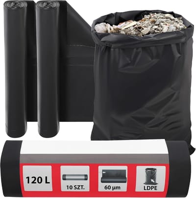 Afvalzakken Zware Belasting - Bouwvuilzakken Grote Zakken - Afval Transport - Extra Sterk LDPE Materiaal - 120 Liter 60 Micron