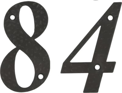 AMIG Huisnummer 84 - massief gesmeed staal - 10cm - incl. bijpassende schroeven - zwart