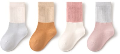 Baby- en peutersokken - Katoenen en ABS antislipsokken - Baby antislipsokken - Kniehoge cadeauset - 4 paar - Stijl C - Maat M 1-3 jaar