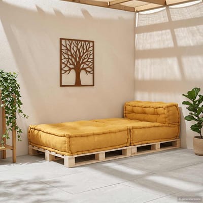 vidaXL - Modulaire - bankstel - 70x70x54 - stof - geel