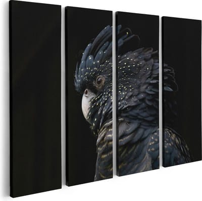 Artaza Canvas Schilderij Vierluik Zwarte Kaketoe - 80x60 - Foto Op Canvas - Canvas Print