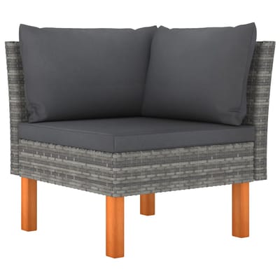 vidaXL - Hoekbanken - 2 - st - poly - rattan - en - massief - eucalyptushout