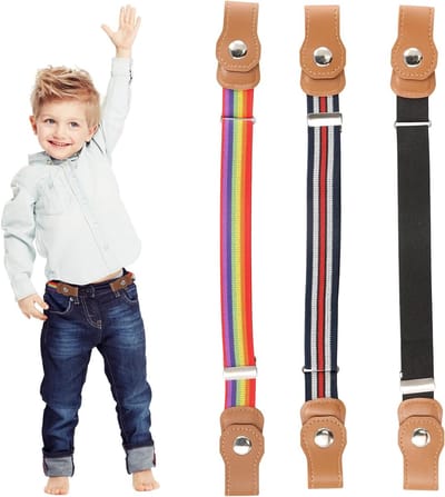 3-delige Kinderen Elastische Straps Zonder Gesp - Verstelbare Invisibility Riem voor Jongens en Meisjes - Stretch Belt 37-57 cm in 3 Kleuren