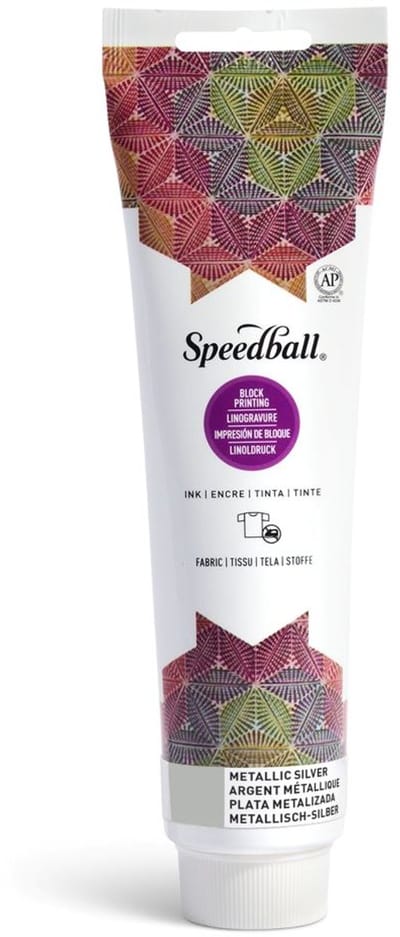 Fabric block printing ink metallic silver - Speedball