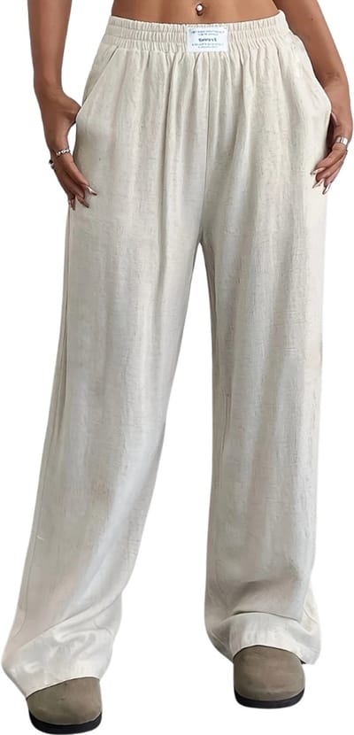 Livano Linnen Broek Dames - Zomerbroek - Volwassenen - Lange Broek - Pantalon - Strandbroek - Zomer - Ibiza Stijl - Beige - Maat S