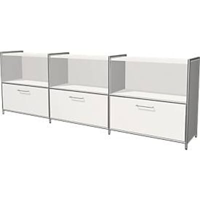 Sideboard Toledo, met zicht-achterwand, 3 schuifladen, 3 vakken, 2 ordnerhoogten, B 2360 x D 380 mm, wit