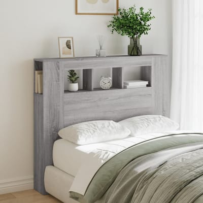 vidaXL - Hoofdeinde - met - LED - 120x18,5x103,5 - cm - bewerkt - hout - grijs - sonoma