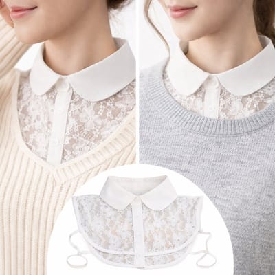 Losse Kraag Met Rond Kraagje I Doorzichte Lace I Blouse Kraagje I Nep Kraagje I Wit