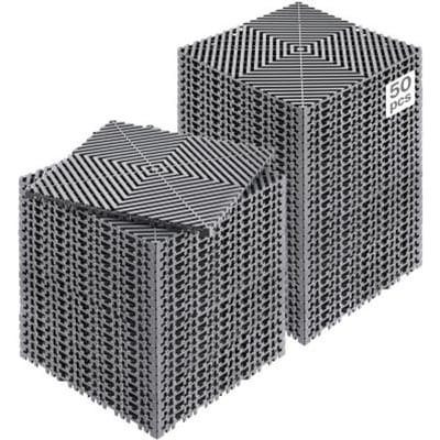 VEVOR Interlocking Drainage Mat Douchemat 31 x 31 cm Modulaire Interlock Vloermatten, 50 Stuks Splitsbare Drainagematten, Antislip Drainage Vloertegels, voor Garage Tuin Grijs