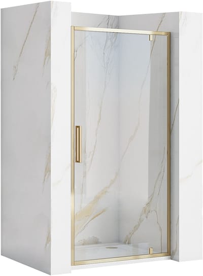 Rea Rapid Swing - Scharnierende Douchedeur - Geborsteld Goud - 90 - 2,5X90X195Cm