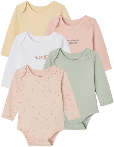 Vertbaudet Body's met lange mouwen voor baby's met bloemenprint
