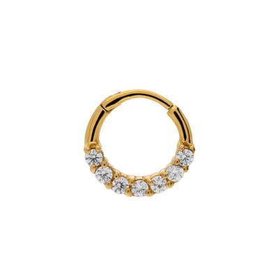 Lucardi - Dames Stalen goldplated helixpiercing met zirkonia - Piercing - Staal - Goudkleurig