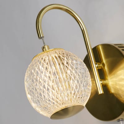 Searchlight LED wandlamp Allure messing, staal, acryl, schakelaar