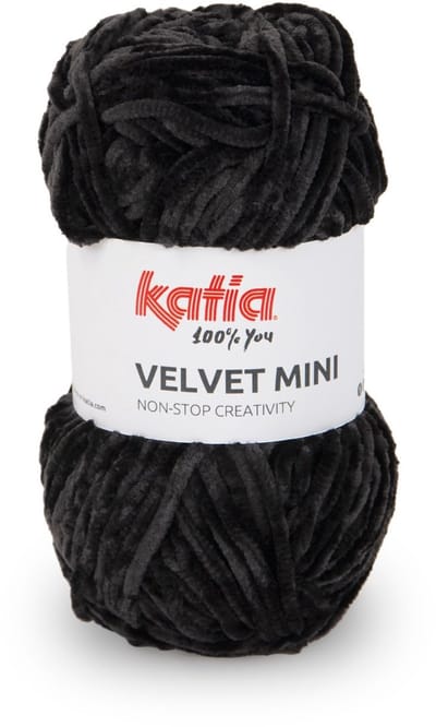 Katia Velvet Mini - 210 Zwart - Chenille Garen