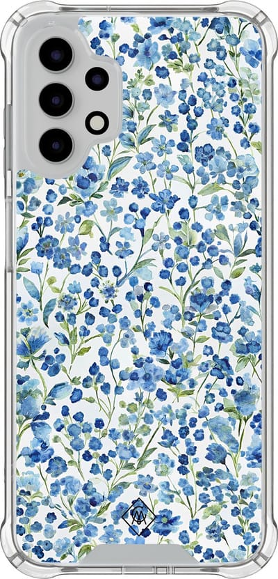 Casimoda® hoesje - Geschikt voor Samsung Galaxy A13 4G - Vintage Blue Floral - Shockproof case - Extra sterk - TPU/polycarbonaat - Blauw, Transparant
