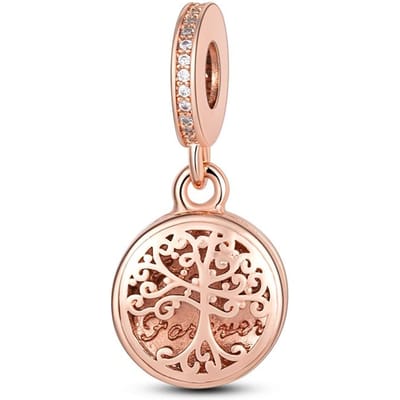 Rosegoud 925 Sterling Zilver Familie Hart Madelief Blad Hanger DIY Bedel Kralen Passen Originele Bedel Armband Vrouwen Sieraden beige