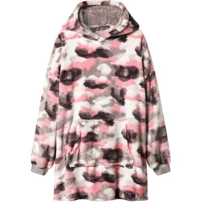 Lidl Oversized hoodie (Wit/donkerroze/grijs, S/M)