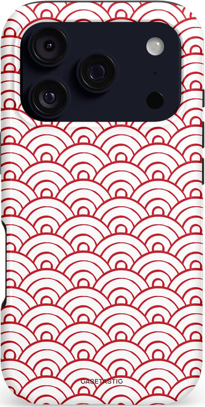 Casetastic hoesje geschikt voor Apple iPhone 17 Pro - MagSafe - Dubbellaagse bescherming - Golfjes - Fashion Case - Wit Lichtroze Koraal Lichtgrijs