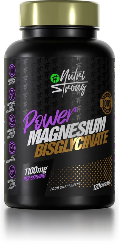 Magnesium Bisglycinaat 1100 mg - 120 Capsules - Hoogopneembaar - Vegan - Magnesium Supplement - Nutri Strong