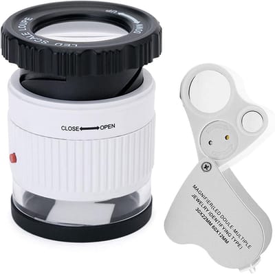 Loepvergrootglas met LED verlichting en UV-lamp - 30x en 60x vergroting voor sieraden en antiek