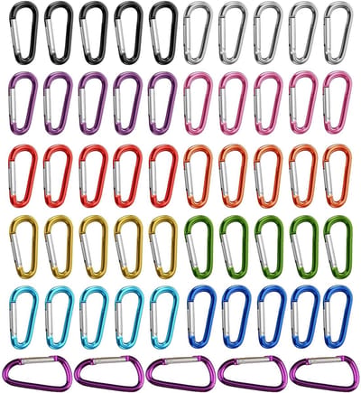 Dailygoods- Karabijnhaken 55 Stuks - Mini/Aluminium - Duurzaam - Veerschakels - Lichtgewicht - Eenvoudig te gebruiken - Haakjes