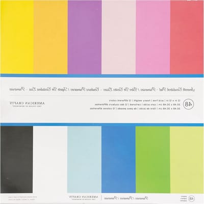12x12-Inch Cardstock Pad Primaries - 48 vellen stansen Embossing Scrapbooking - Zuurvrij Archiefveilig - Levendige Kleuren - Snijmachines en Meer