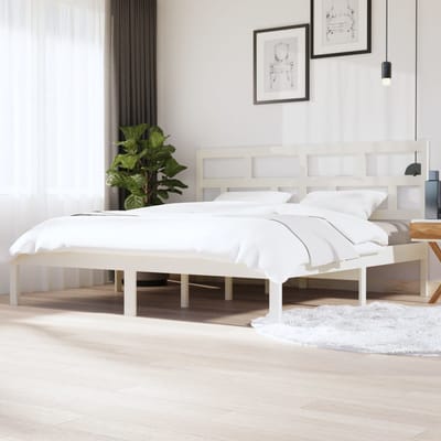 vidaXL - Bedframe - massief - grenenhout - wit - 200x200 - cm