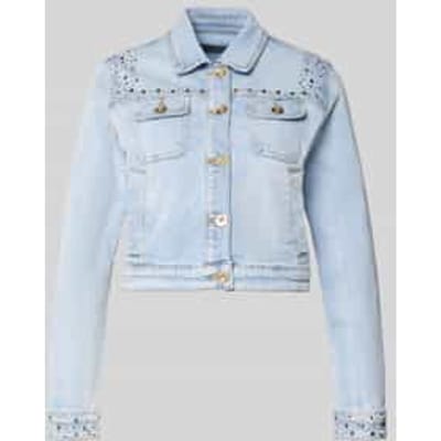 Kort jeansjack met siersteentjes