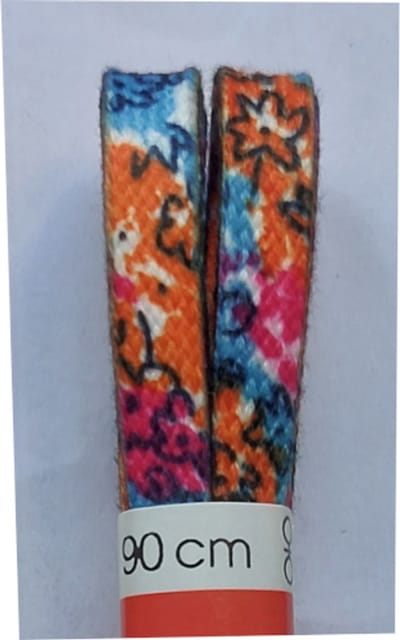Ronilux Veter - Blauw/Rose/Oranje/Zwart/Wit - Meerkleurig - Plat - Lengte 90 cm - Breedte 6 mm - Schoenveter