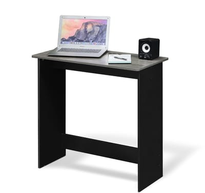 Computertafel met compact ontwerp in Frans eiken en zwart - 80 x 75,7 x 39,4 cm
