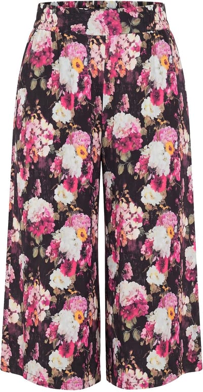 Studio Untold - Dames - Culotte extra wijde pijpen hortensia's - Fuchsiaroze - Maat 52